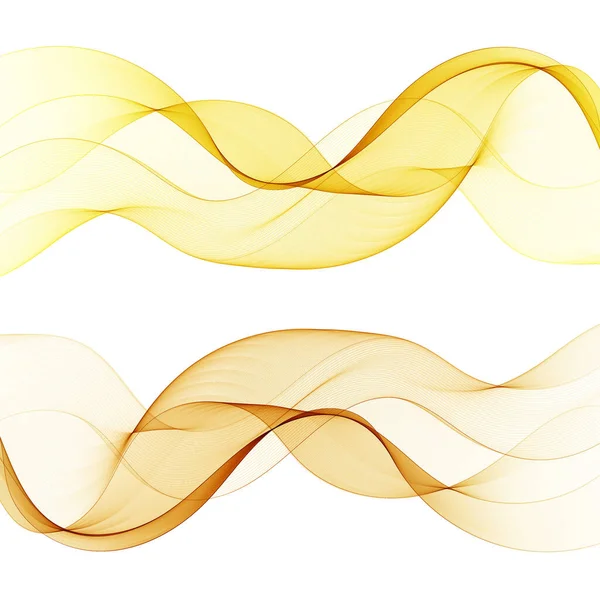 Uppsättning Gyllene Abstrakta Vågor Konstruktionselement — Stock vektor