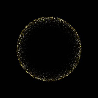 Parlak parçacıkları olan altın bir daire. Işıldayan tasarım için maket.