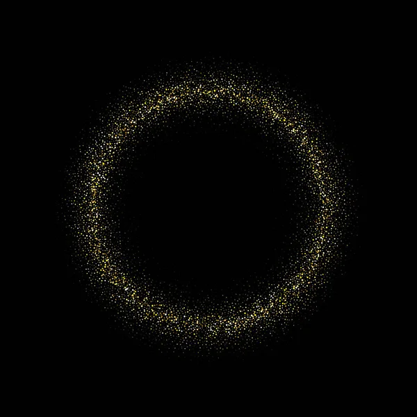 Cadre Rond Vectoriel Abstrait Confettis Dorés Sur Fond Noir — Image vectorielle