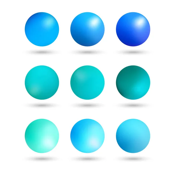 Set Blue Mother Pearl Circles Abstract Design Elements Vector Graphics — Stockvektor