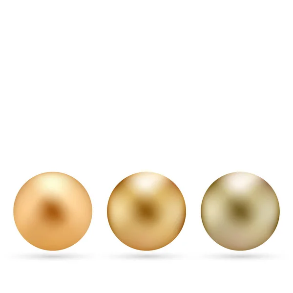 Set Gold Pearls Vector Design Element — Stockvektor