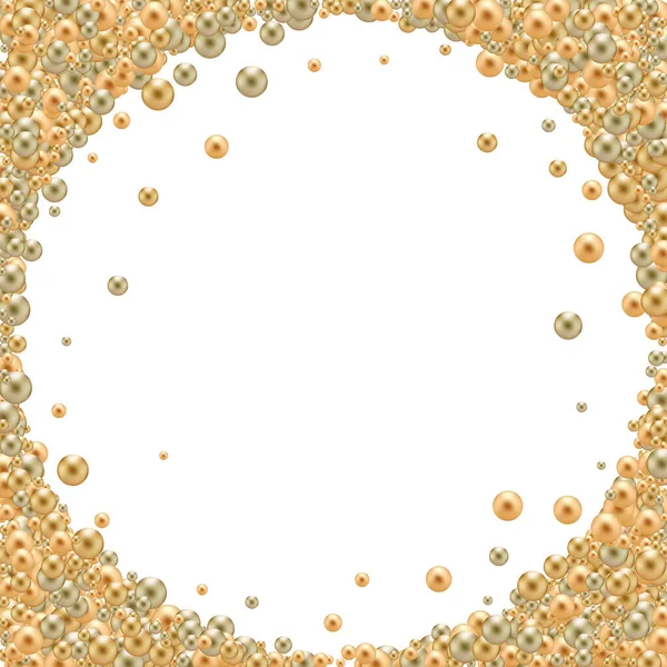 Gold Pearls Photo Frame Festive Background — Stockvektor