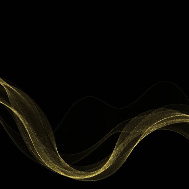 Siyah arkaplanda parıltı olan altın sıçrama ve hareket soyut grafiği.