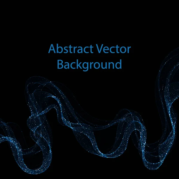 Mavi bir dalga deseninin akış parçacıkları, siyah bir arkaplanda izole edilmiş. Yapay zeka teknolojisi, bilim, müzik kavramında vektör.