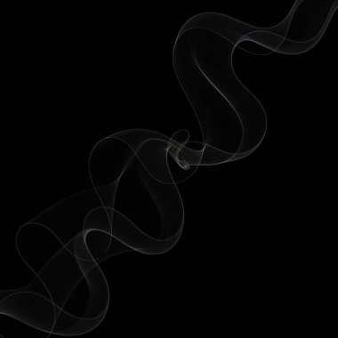 Siyah arka planda beyaz dumanlı dalga. Soyut vektör arkaplanı.