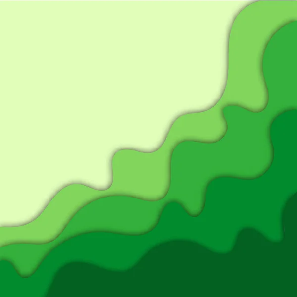 Módní Zelená Plakát Papír Střih Vlna Luxusní Design Pozadí Vektorový — Stockový vektor