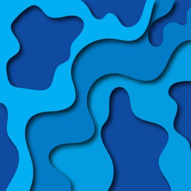 Renkli mavi katman arka planı kesmiş. Ticari afiş şablonu ve malzeme tasarımı için kağıt sanat kapağı tasarım biçimi.