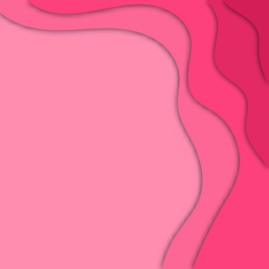 Üç boyutlu sümüksü arka plan ve pembe dalga katmanlı pembe kağıt kesim afişi. Broşür ve broşür için soyut yerleşim tasarımı