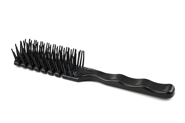 Μια Μαύρη Βούρτσα Μαλλιών Που Χρησιμοποιείται Για Ξεμπερδέψει Μαλλιά — Φωτογραφία Αρχείου