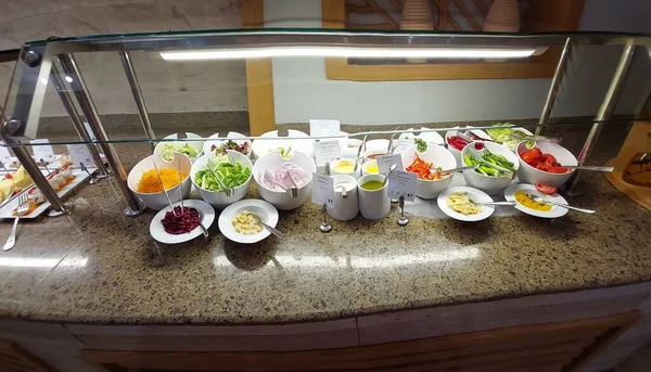 Breakfast, lunch, dinner served in the form of buffet tables. Iberotel Costra Mares, Marsa Alam, Egypt.