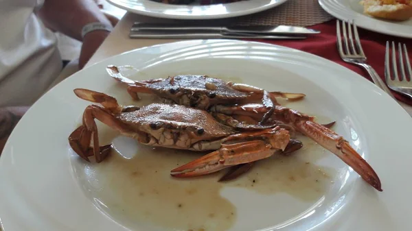 Izgara sebze, patates ya da pilav eşliğinde deniz ürünlerinden oluşan bir akşam yemeği. Izgara yengeç, karides, kalamar..