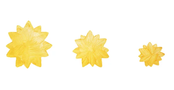 Guld Polygon Stjärnor Från Dekorativ Färg Med Gnistrar Gyllene Penseldrag — Stockfoto