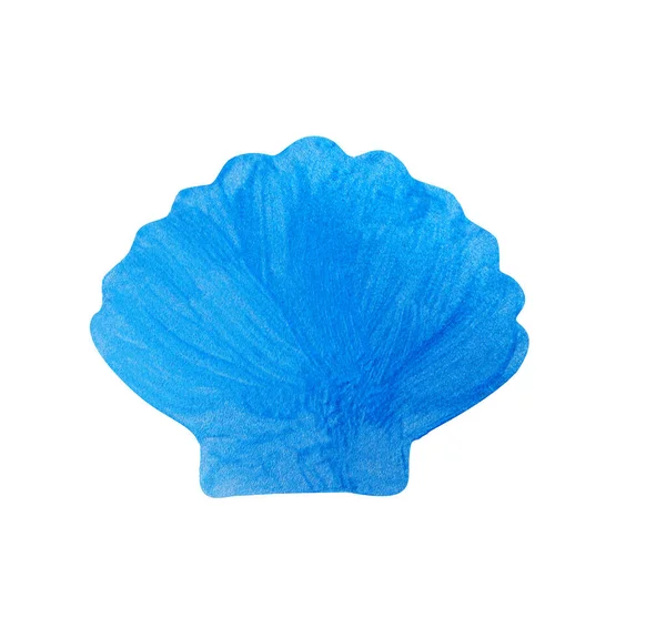 Concha Pintada Con Pintura Azul Brillante Sobre Fondo Blanco Aislada — Foto de Stock