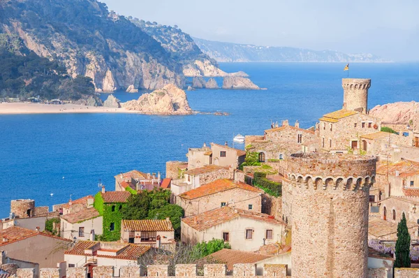 Espanha Catalunha Tossa Marte Vista Aérea Panorâmica Fortaleza Vila Vella — Fotografia de Stock