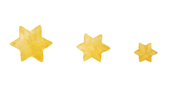 Oro Estrellas Cinco Puntas Pintura Decorativa Con Destellos Pincelada Dorada — Foto de Stock