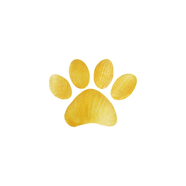 Paw Print Beschilderd Met Decoratieve Briljante Gouden Verf Symbool Van — Stockfoto