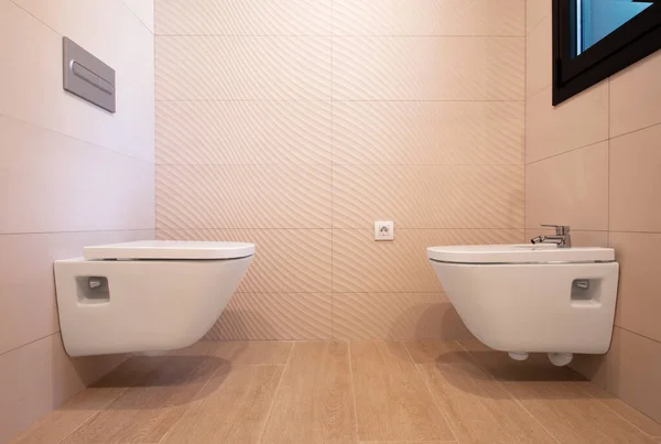 Moderne Toilettenschüssel Und Bidet — Stockfoto