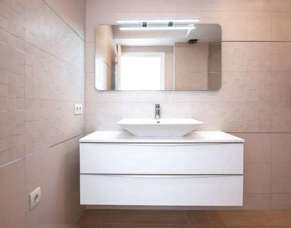 Design Moderno Bagno Lavello Porcellana Bianca Lusso Tavolo Bagno — Foto Stock