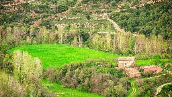 Bellissimi Campi Vista Casa Rurale Cardona Spagna Casa Singola Una — Foto Stock