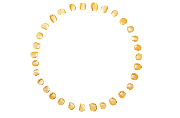 Små Penseldrag Cirkel Guld Fläck Från Dekorativ Färg Med Glitter — Stockfoto