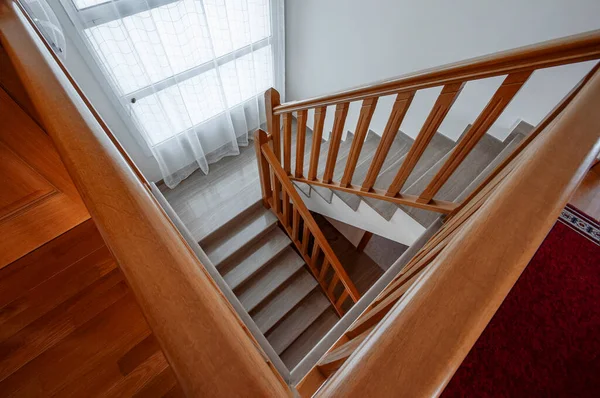 Classic Marble Stairs Wooden Railing — Stock Photo, Image