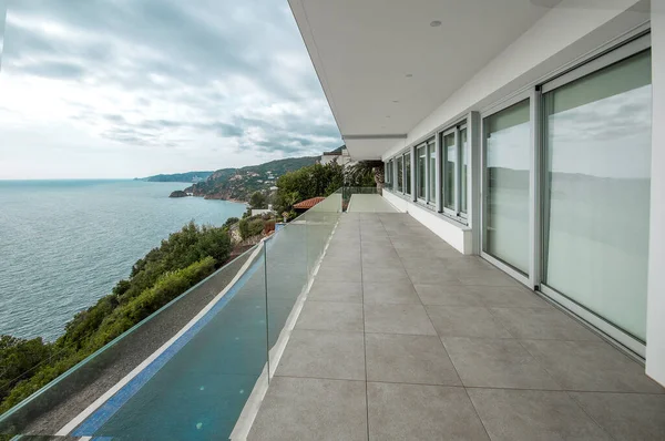 Meer Und Poolblick Von Der Terrasse Oder Vom Balkon — Stockfoto