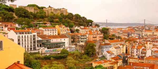 Sao Jorge Castle Ile Lizbon Panoramik Manzarası Portekiz — Stok fotoğraf