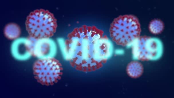 Microscopio 3D Vista del Coronavirus COVID-19. Peligro de una gripe pandémica Infectando células humanas — Vídeos de Stock