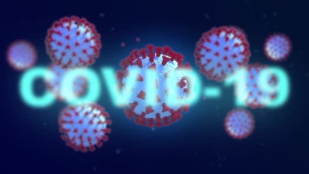 Microscopio 3D Vista del Coronavirus COVID-19. Peligro de una gripe pandémica Infectando células humanas — Vídeo de stock