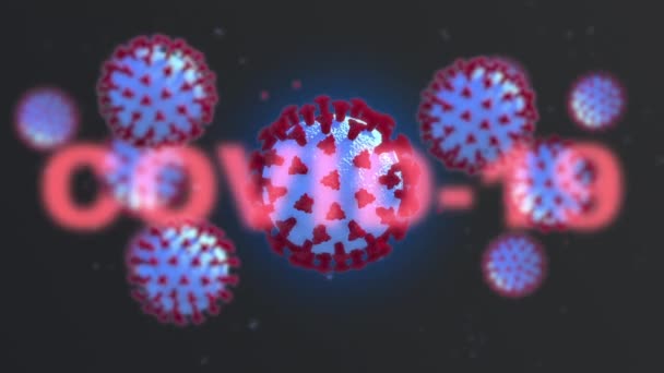 Microscopio 3D Vista del Coronavirus COVID-19. Peligro de una gripe pandémica Infectando células humanas — Vídeo de stock