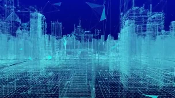 Smart City Cyberespace numérique, Connexions réseau de données numériques, Communication mondiale Connexion Internet haute vitesse 5g, Technologie d'analyse de données Concept de fond numérique. — Video