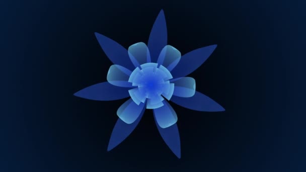 Opening long blooming blue flower time-lapse 3d animation isolated on background new quality beautiful holiday natural floral cool nice — Stok video