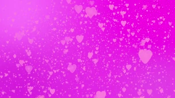 Dia dos Namorados Pink Red Animation Hearts Saudação corações de amor. Festivo de bokeh, brilhos, corações para o dia dos namorados, dia dos namorados, aniversário de casamento sem costura loop fundo — Vídeo de Stock