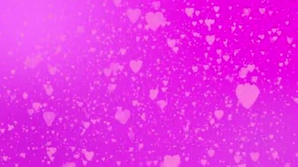 Alla hjärtans dag rosa röd animation hjärtan hälsning kärlek hjärtan. Festlig bokeh, gnistrar, hjärtan för alla hjärtans dag, Alla hjärtans dag, Bröllop jubileum Sömlös loop Bakgrund — Stockvideo