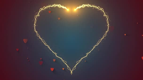 Циклическая анимация медленно красные сердца появляются случайно с надписью День Святого Валентина на белом и красном фоне. День святого Валентина фон. — стоковое видео