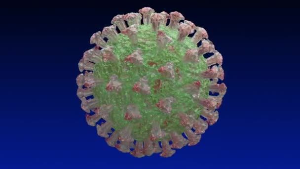 Animazione 3d della ricerca microbiologica, ricerca sul virus covid. La cella muore. Animazione per composizioni mediche e scientifiche, striscioni. — Video Stock
