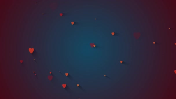 Loopable Animation langsam rote Herzen erscheinen zufällig mit der Aufschrift Valentinstag auf weißem und rotem Hintergrund. Hintergrund zum Valentinstag. — Stockvideo