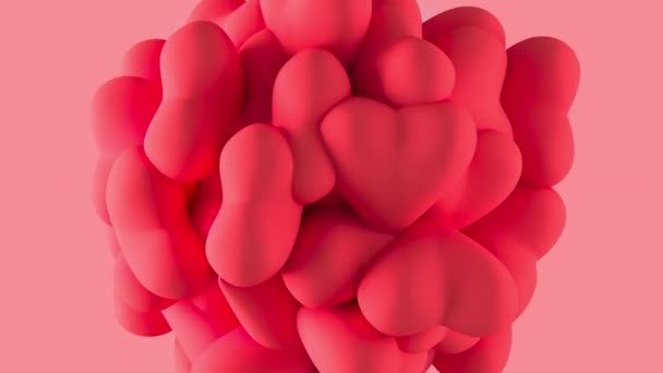 Sosiale medier Hjerteballer faller og fylles opp. Kjærlighet 3D-animasjon på 4K. Influencer valentines dag. – stockvideo