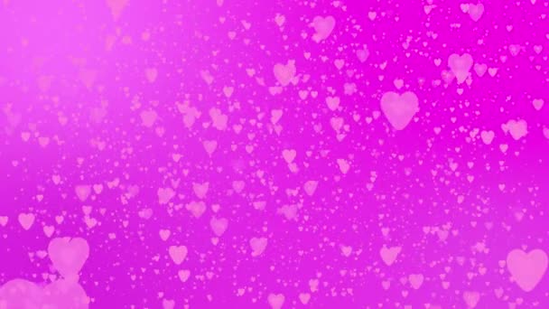 Saint Valentin Coeurs d'animation rouge rose Saluer les coeurs d'amour. Fête du bokeh, scintille, coeur pour la Saint Valentin, Saint Valentin, Anniversaire de mariage boucle sans couture Arrière-plan — Video