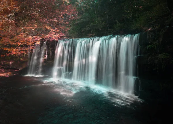 Herfst Bij Sgwd Ddwli Uchaf Upper Gushing Falls Aan Rivier — Stockfoto