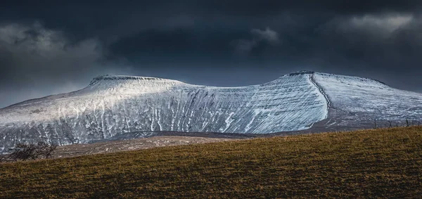 Snow Cobriu Montanhas Brecon Beacons South Wales Reino Unido Mostrando — Fotografia de Stock