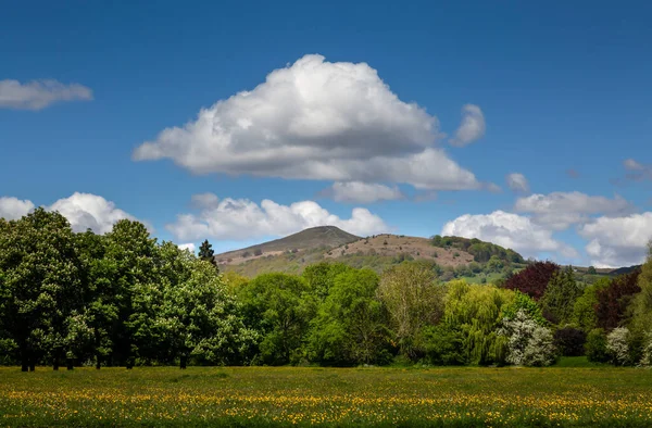 Una Vista Montaña Skirrid Abergavenny Desde Parque Castle Meadows — Foto de Stock