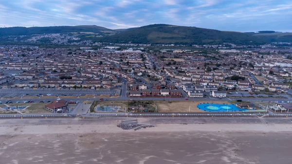 Drone View Aberavon Beach Sandfields Estate Port Talbot — Fotografia de Stock