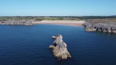 Church Rock off Broad Haven South Beach on the Pembrokeshire coastline in South Wales, UK