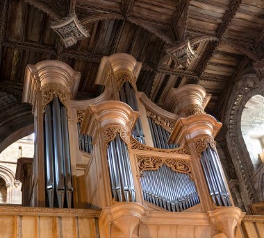 The organ pipes at St Davids Cathedral in West Wales U