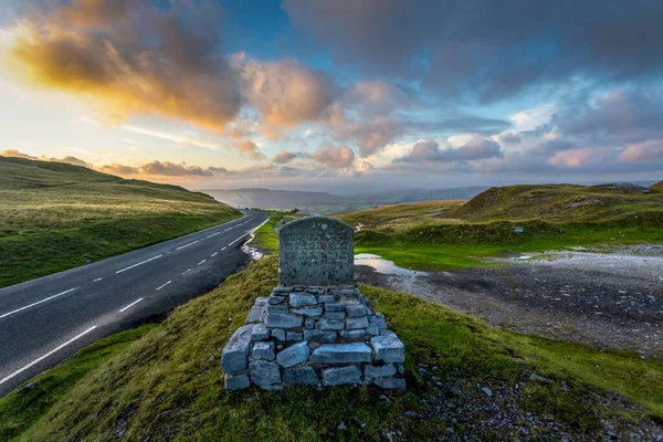 Editorial Black Mountain, UK - September 09, 2022: A memorial stone for David Davies on the Black Mountain in South Wales UK