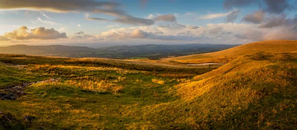 A panorama of the Black Mountain in South Wales UK at dusk