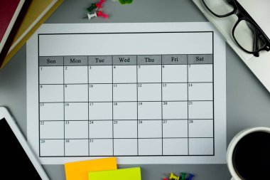 Takvim planı Her ay iş veya etkinlik yapmak.