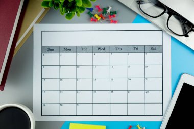 Takvim planı Her ay iş veya etkinlik yapmak.