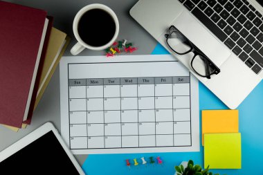 Takvim planı Her ay iş veya etkinlik yapmak.